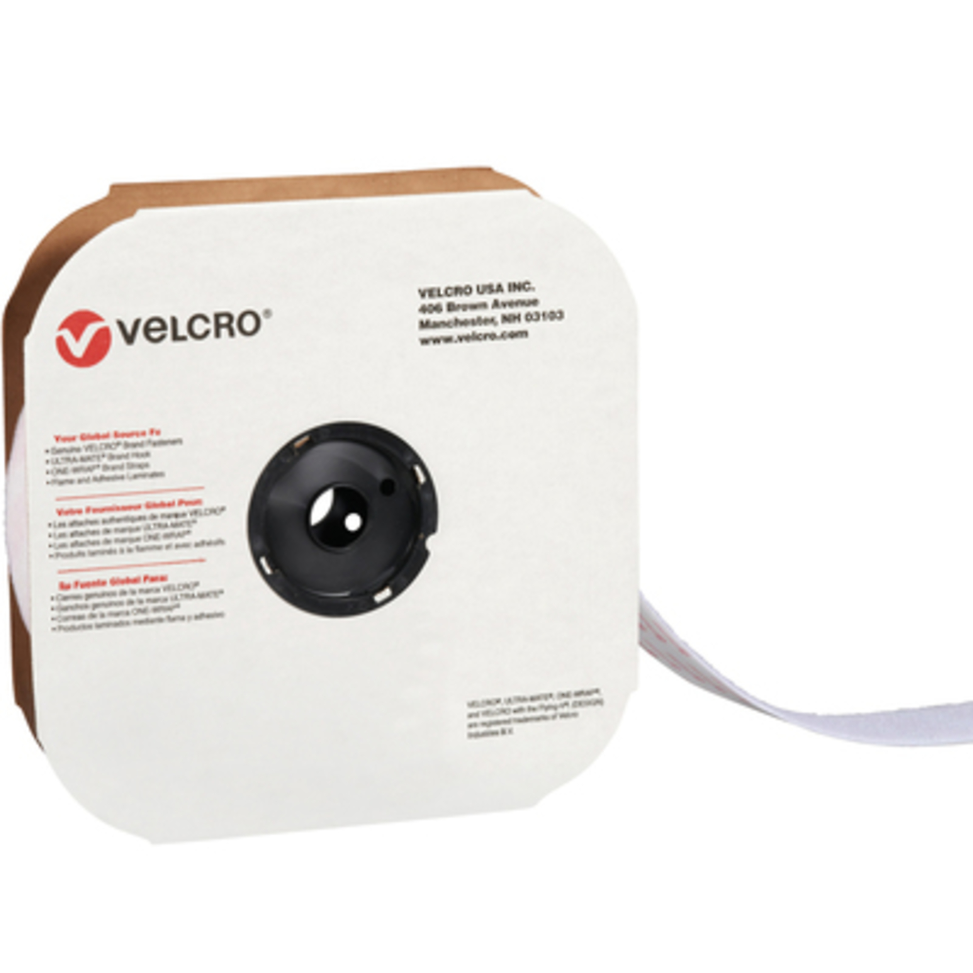 Velcro Tape - 2in. x 75ft., Hook, White, Individual Strips, Model# VEL139